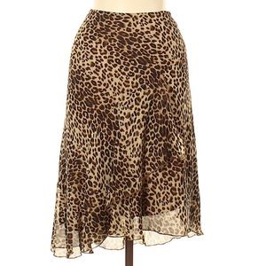 Vintage Sunny Leigh leopard cheetah print bias cut ruffle skirt M